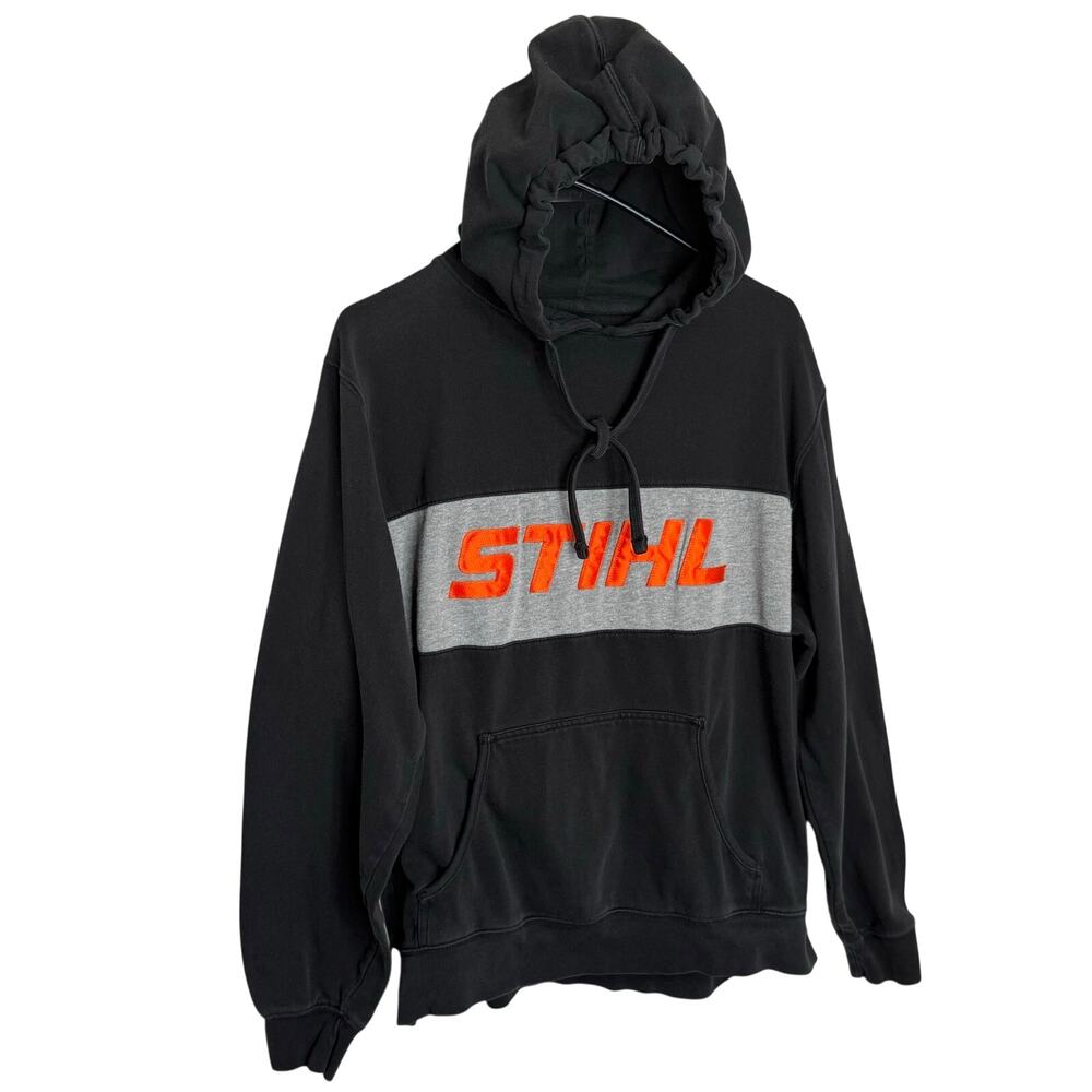 Stihl Chainsaw Hoodie M-L Black Orange Logo Long Sleeve Hooded Sweatshirt Tools